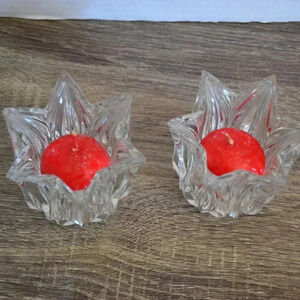 Vtg Glass Tulip  Candle holders